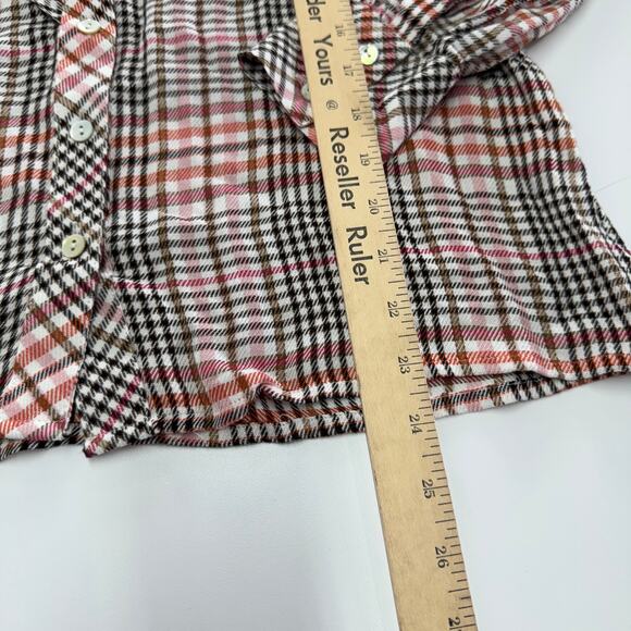 J.Jill Top Womens X Small Petite Pink Tea Rose Plaid Ruffled Button Front Blouse - Picture 9 of 10